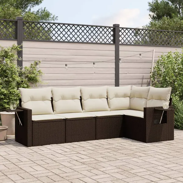 Gossi set canapele de gradina cu perne, 5 piese, maro, poliratan