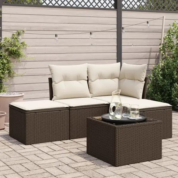 Gossi set canapele de gradina cu perne, 5 piese, maro, poliratan