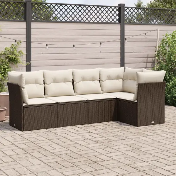 Gossi set canapele de gradina cu perne, 5 piese, maro, poliratan
