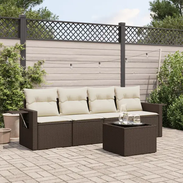 Gossi set canapele de gradina cu perne, 5 piese, maro, poliratan