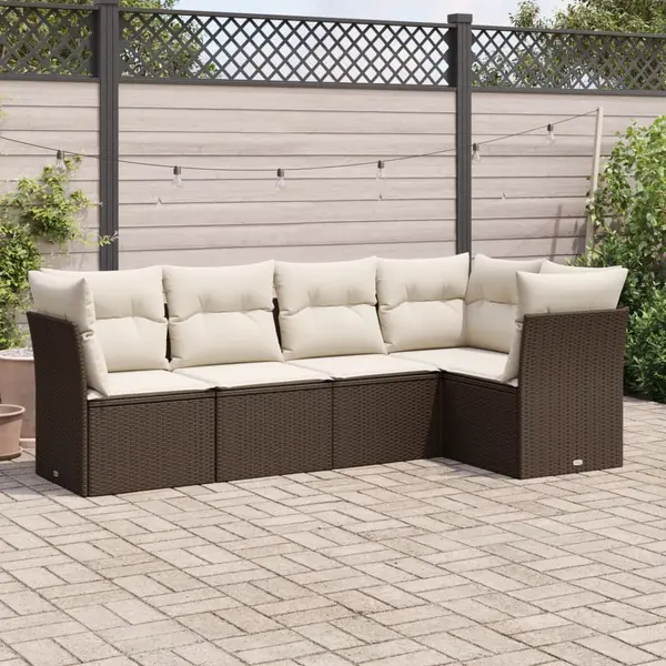 Gossi set canapele de gradina cu perne, 5 piese, maro, poliratan