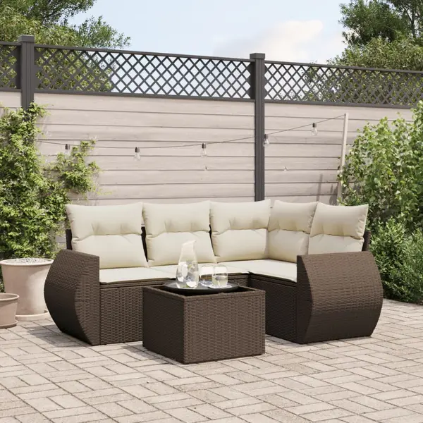 Gossi set canapele de gradina cu perne, 5 piese, maro, poliratan