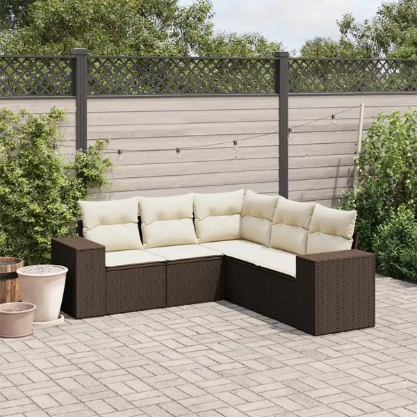 Gossi set canapele de gradina cu perne, 5 piese, maro, poliratan