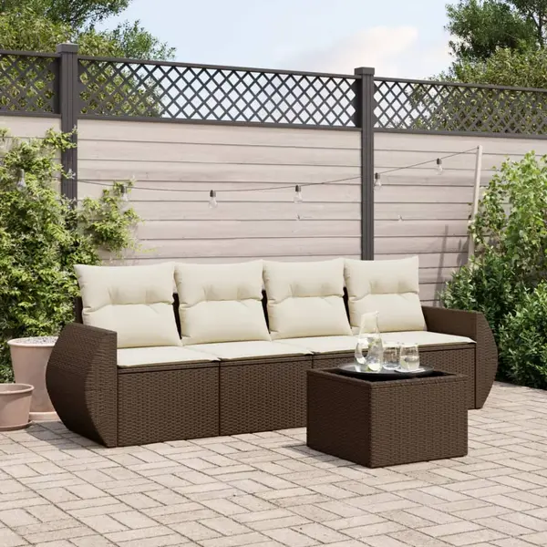 Gossi set canapele de gradina cu perne, 5 piese, maro, poliratan
