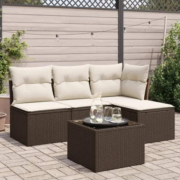 Gossi set canapele de gradina cu perne, 5 piese, maro, poliratan