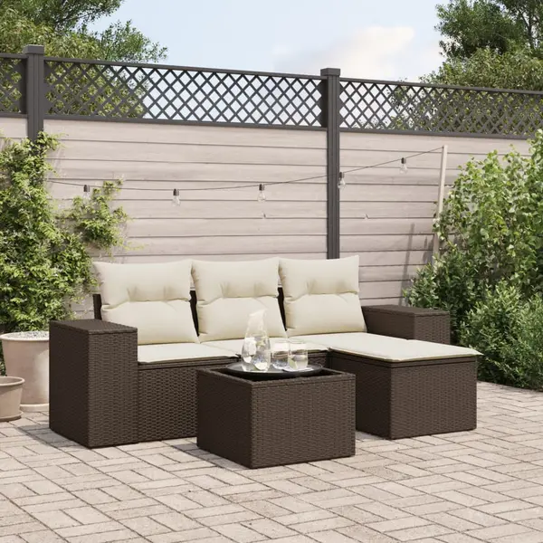 Gossi set canapele de gradina cu perne, 5 piese, maro, poliratan