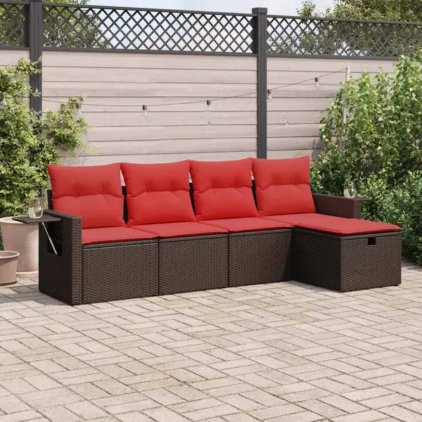 Gossi set canapele de gradina cu perne, 5 piese, maro, poliratan