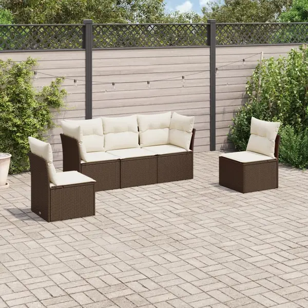 Gossi set canapele de gradina cu perne, 5 piese, maro, poliratan