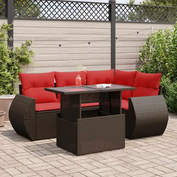 Gossi set canapele de gradina cu perne, 5 piese, maro, poliratan