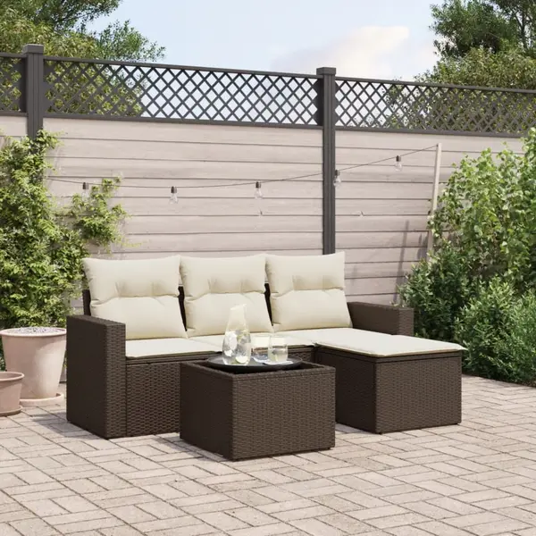 Gossi set canapele de gradina cu perne, 5 piese, maro, poliratan