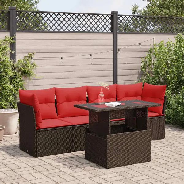 Gossi set canapele de gradina cu perne, 5 piese, maro, poliratan