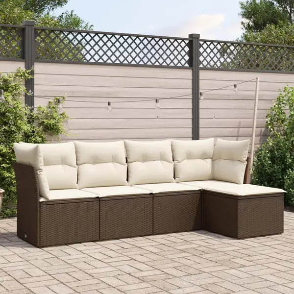 Gossi set canapele de gradina cu perne, 5 piese, maro, poliratan