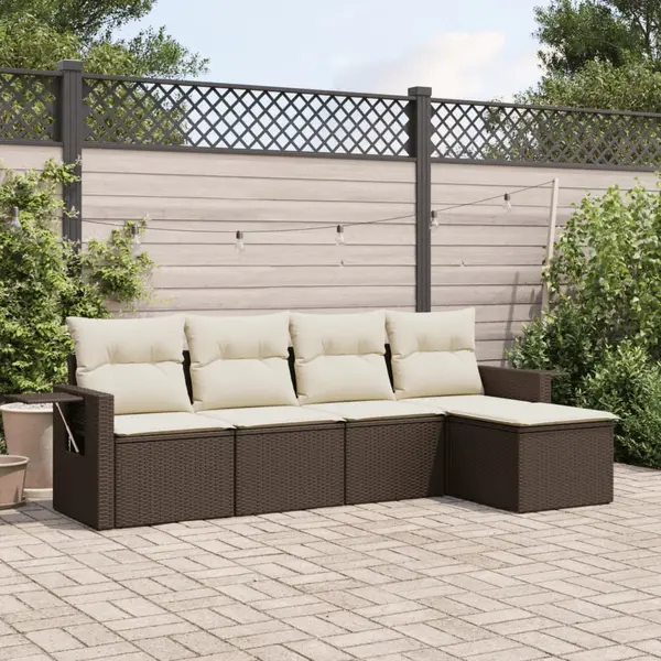 Gossi set canapele de gradina cu perne, 5 piese, maro, poliratan