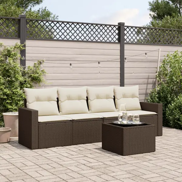 Gossi set canapele de gradina cu perne, 5 piese, maro, poliratan