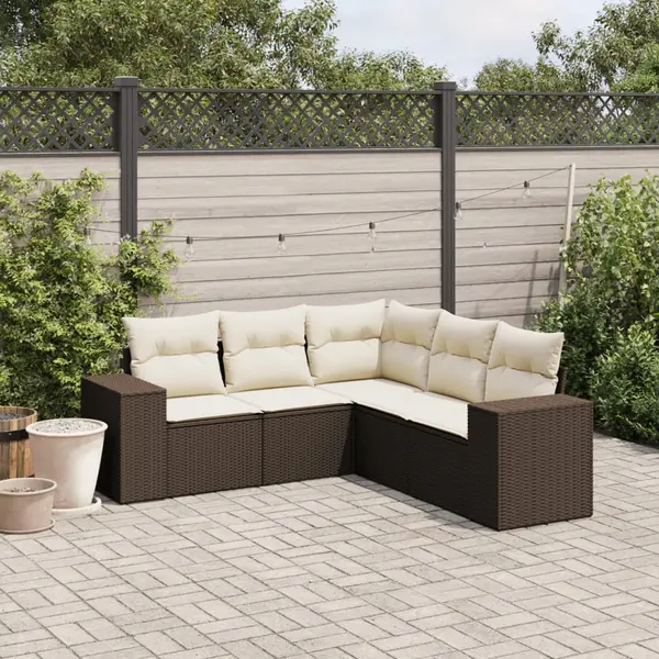 Gossi set canapele de gradina cu perne, 5 piese, maro, poliratan