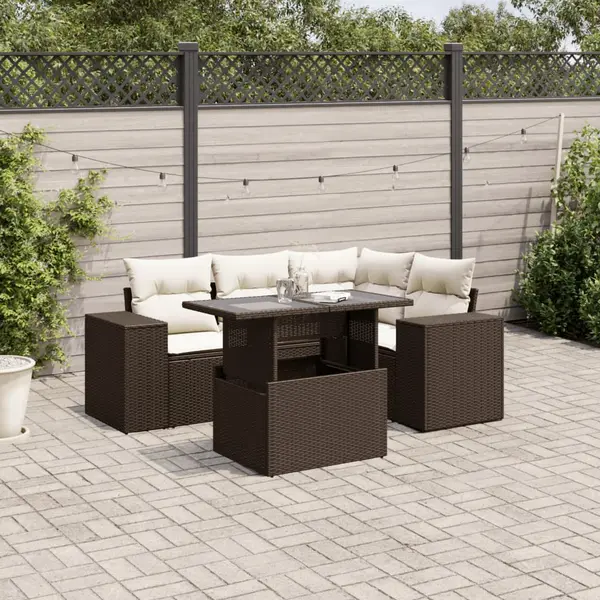 Gossi set canapele de gradina cu perne, 5 piese, maro, poliratan