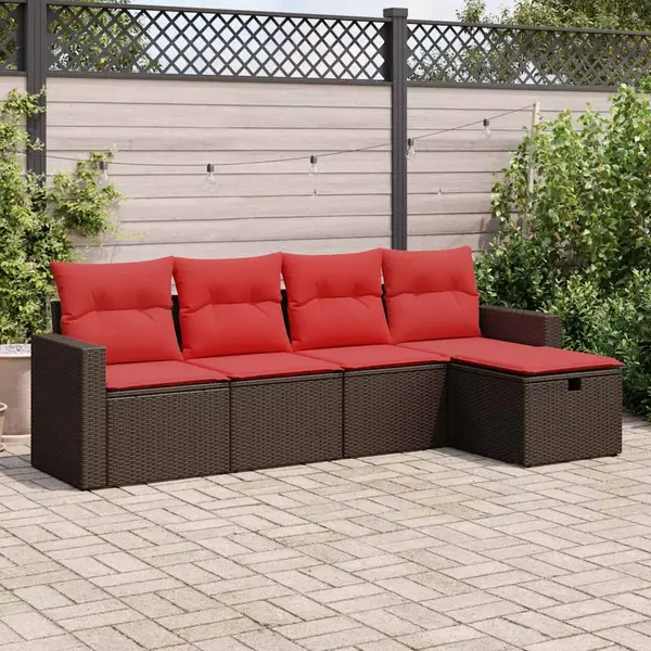 Gossi set canapele de gradina cu perne, 5 piese, maro, poliratan
