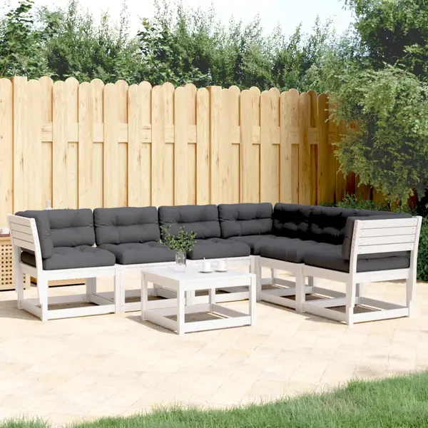 Gossi set canapele de gradina cu perne 6 piese alb lemn masiv de pin