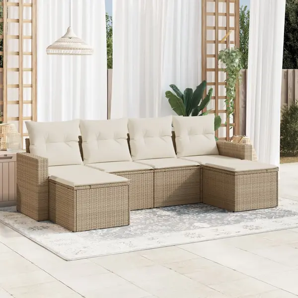 Gossi set canapele de gradina cu perne, 6 piese, bej, poliratan