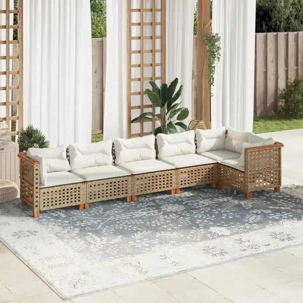 Gossi set canapele de gradina cu perne, 6 piese, bej, poliratan