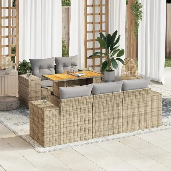 Gossi set canapele de gradina cu perne, 6 piese, bej, poliratan