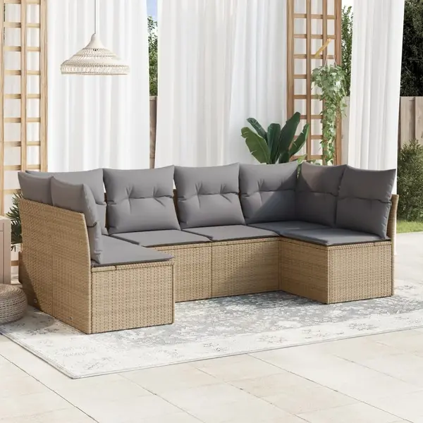 Gossi set canapele de gradina cu perne, 6 piese, bej, poliratan