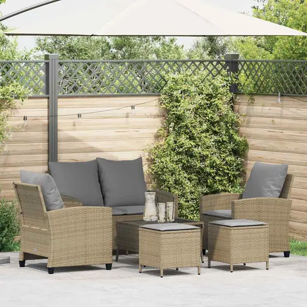 Gossi set canapele de gradina cu perne, 6 piese, bej, poliratan
