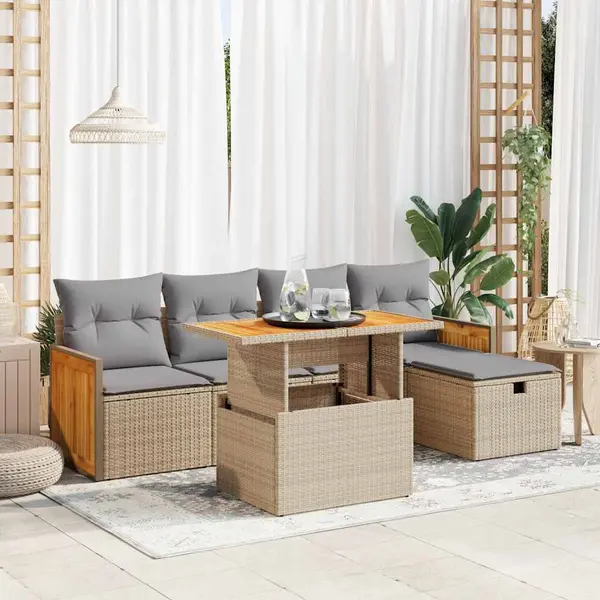 Gossi set canapele de gradina cu perne, 6 piese, bej, poliratan