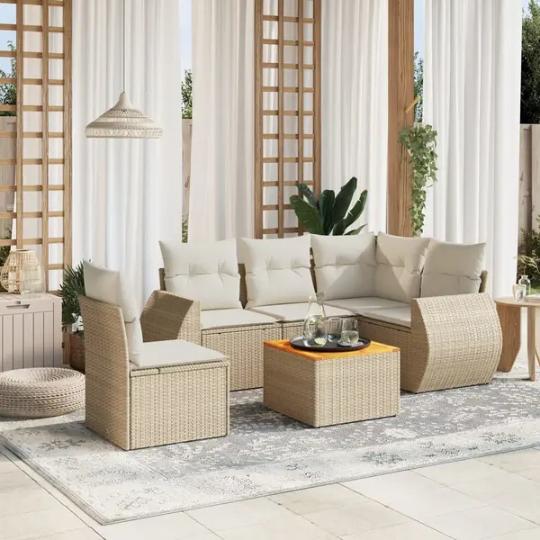 Gossi set canapele de gradina cu perne, 6 piese, bej, poliratan