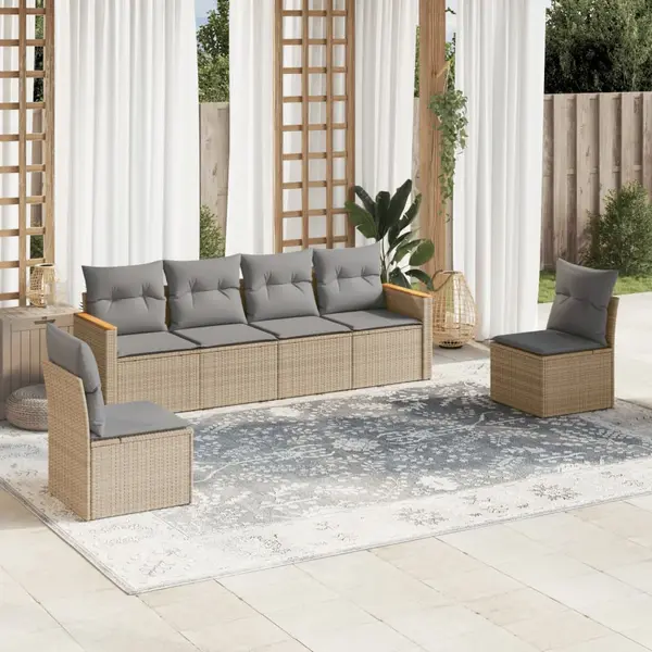 Gossi set canapele de gradina cu perne, 6 piese, bej, poliratan