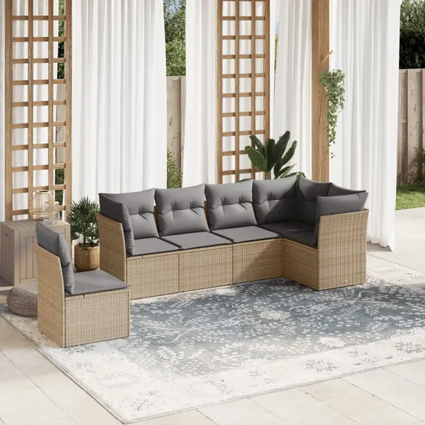 Gossi set canapele de gradina cu perne, 6 piese, bej, poliratan