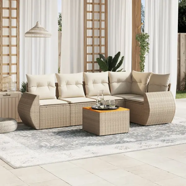 Gossi set canapele de gradina cu perne, 6 piese, bej, poliratan