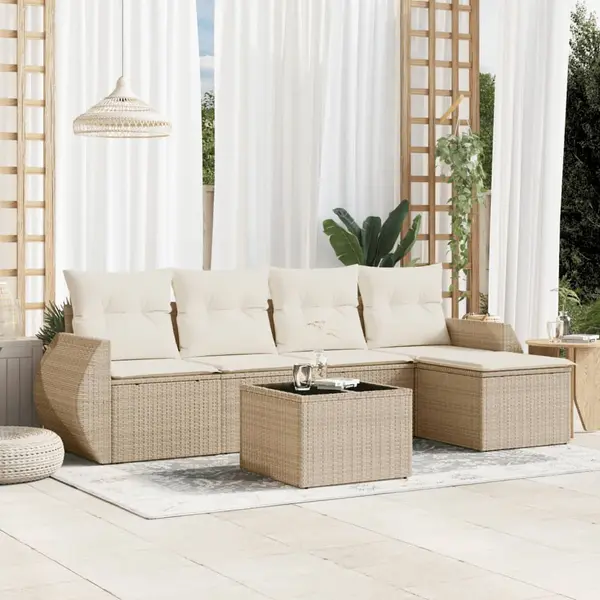 Gossi set canapele de gradina cu perne, 6 piese, bej, poliratan