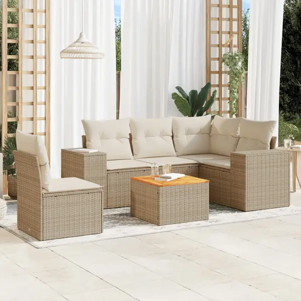 Gossi set canapele de gradina cu perne, 6 piese, bej, poliratan