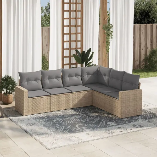 Gossi set canapele de gradina cu perne, 6 piese, bej, poliratan
