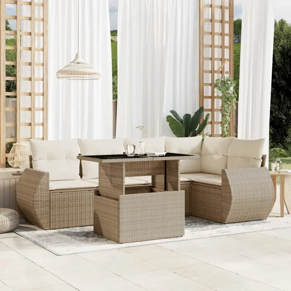 Gossi set canapele de gradina cu perne, 6 piese, bej, poliratan