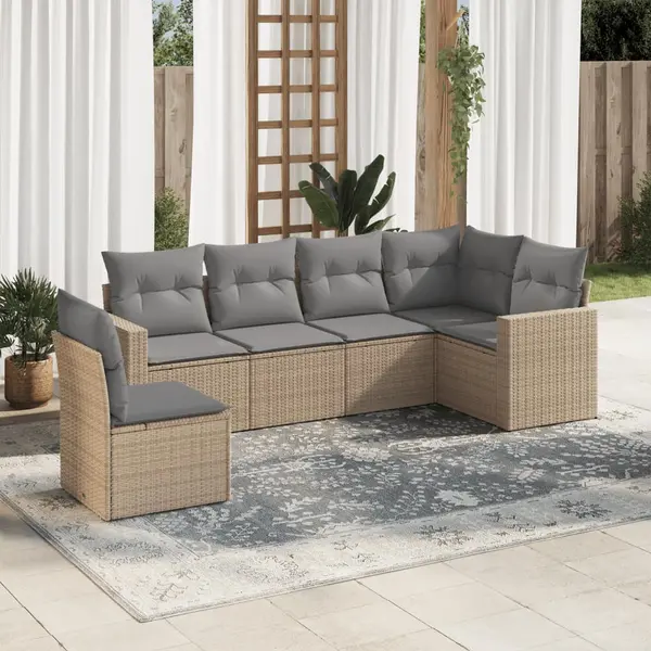 Gossi set canapele de gradina cu perne, 6 piese, bej, poliratan