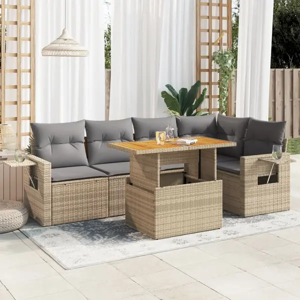Gossi set canapele de gradina cu perne, 6 piese, bej, poliratan