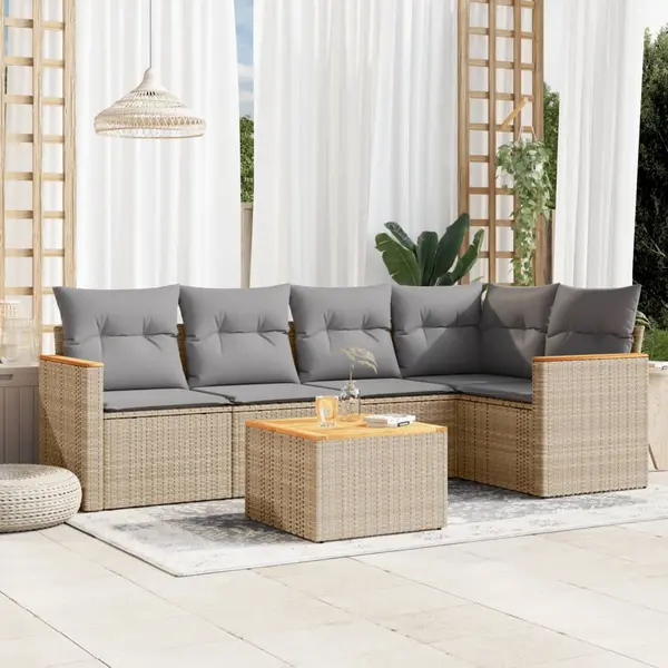 Gossi set canapele de gradina cu perne, 6 piese, bej, poliratan
