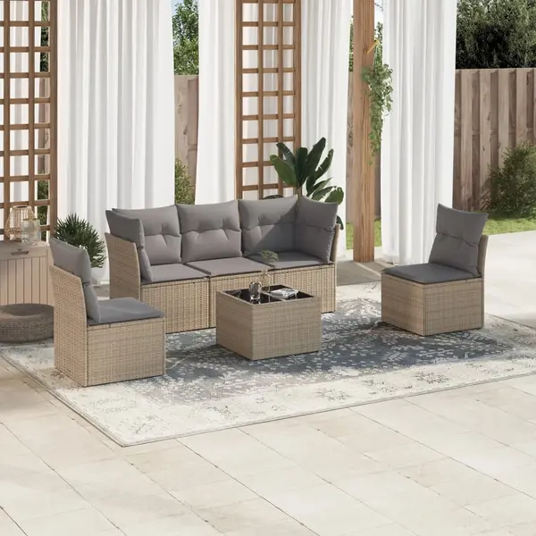 Gossi set canapele de gradina cu perne, 6 piese, bej, poliratan