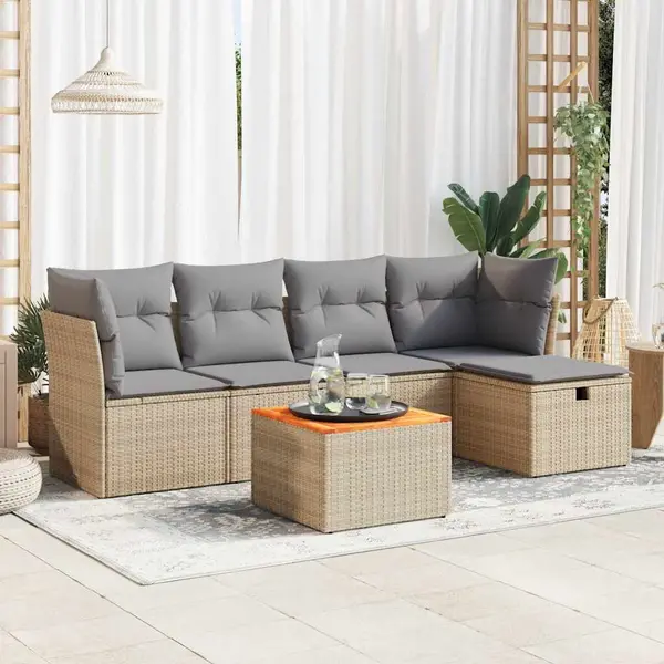 Gossi set canapele de gradina cu perne, 6 piese, bej, poliratan