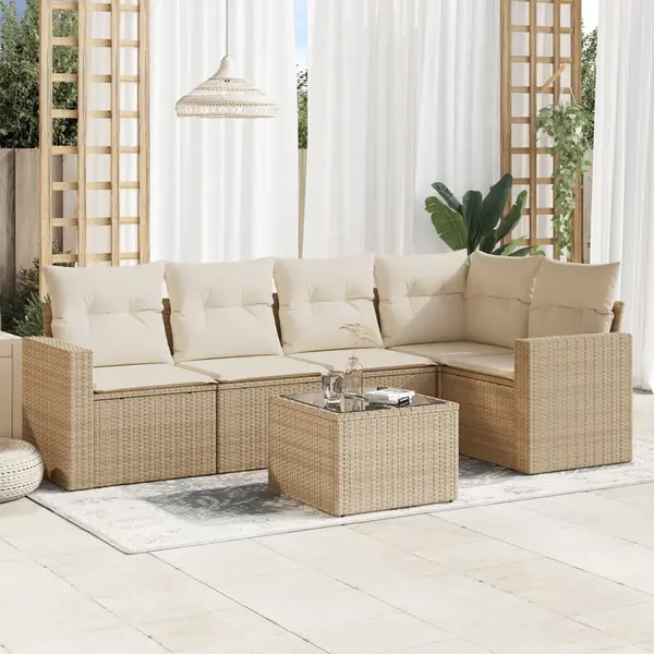 Gossi set canapele de gradina cu perne, 6 piese, bej, poliratan