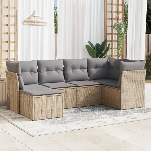 Gossi set canapele de gradina cu perne, 6 piese, bej, poliratan