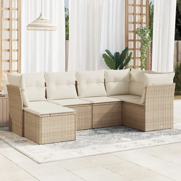 Gossi set canapele de gradina cu perne, 6 piese, bej, poliratan