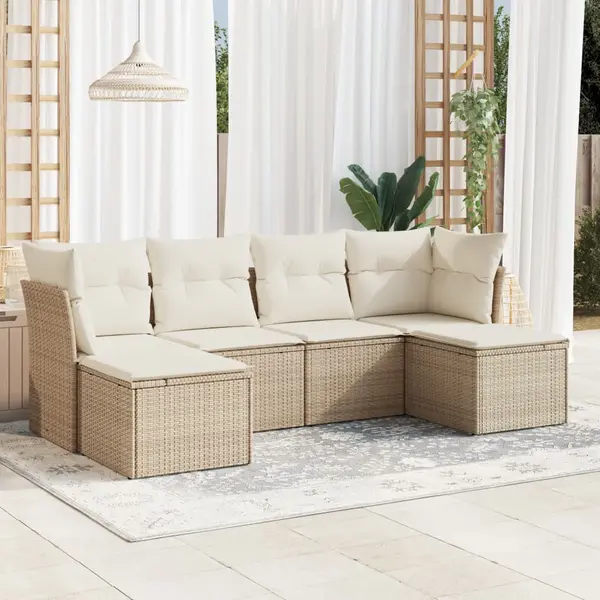 Gossi set canapele de gradina cu perne, 6 piese, bej, poliratan