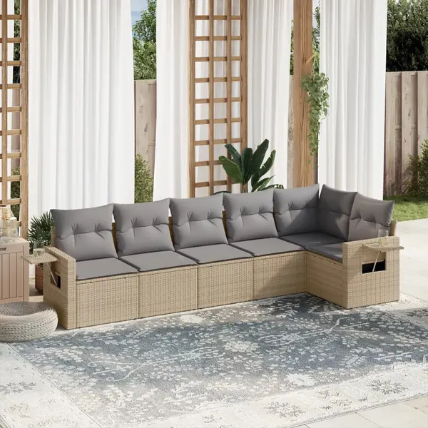 Gossi set canapele de gradina cu perne, 6 piese, bej, poliratan