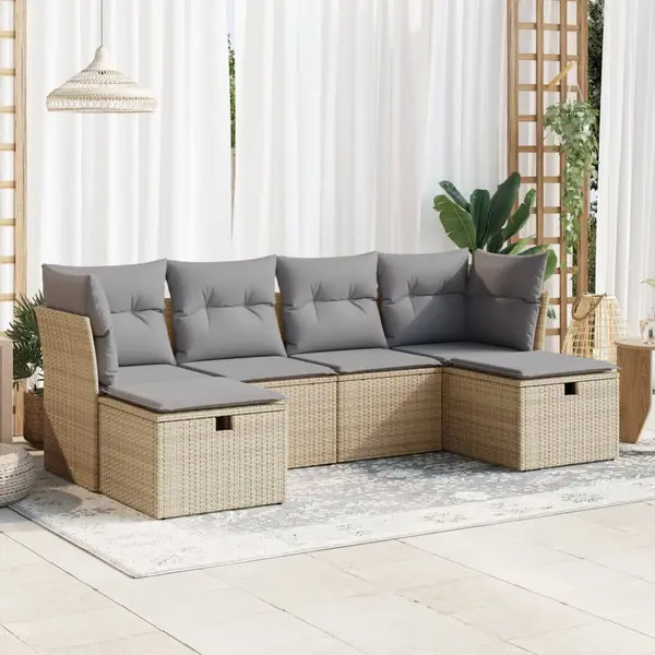 Gossi set canapele de gradina cu perne, 6 piese, bej, poliratan