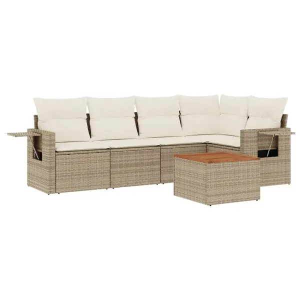Gossi set canapele de gradina cu perne, 6 piese, bej, poliratan