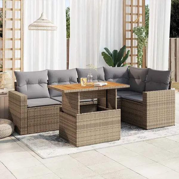 Gossi set canapele de gradina cu perne, 6 piese, bej, poliratan