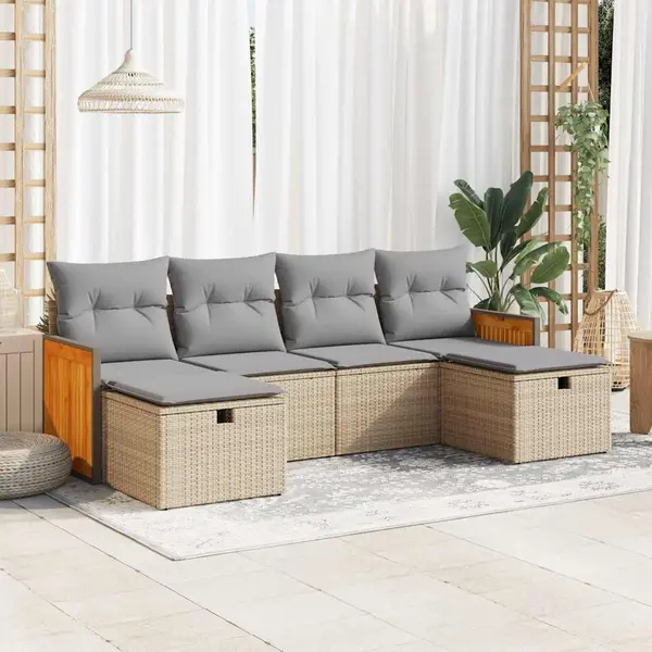 Gossi set canapele de gradina cu perne, 6 piese, bej, poliratan